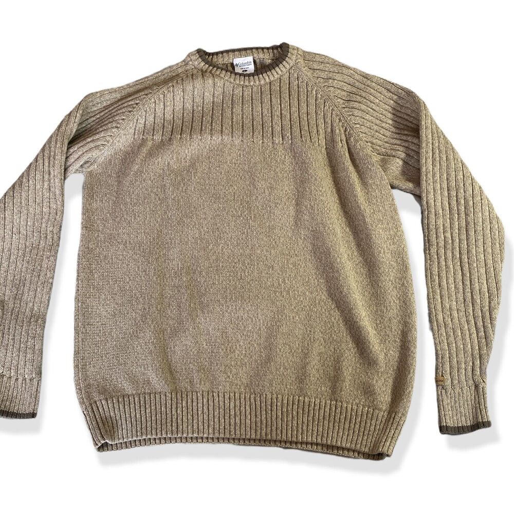 Columbia Sportswear Men’s L Crew Knit Sweater Long Sleeve Pullover Tan NWOT